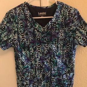 Blue Flower Scrub Top